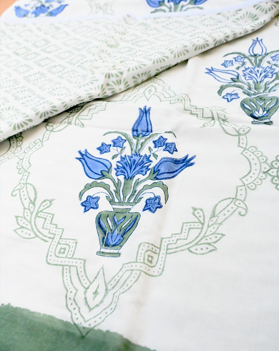 Florence Hand Block Printed Cotton Dohar - Minor Defect