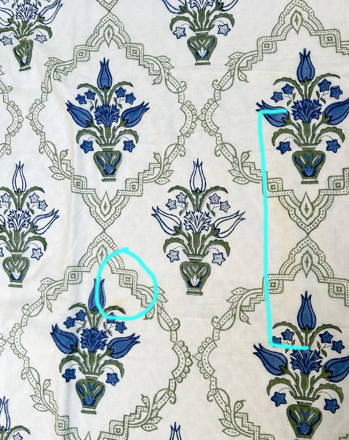 Florence Hand Block Printed Cotton Dohar - Minor Defect