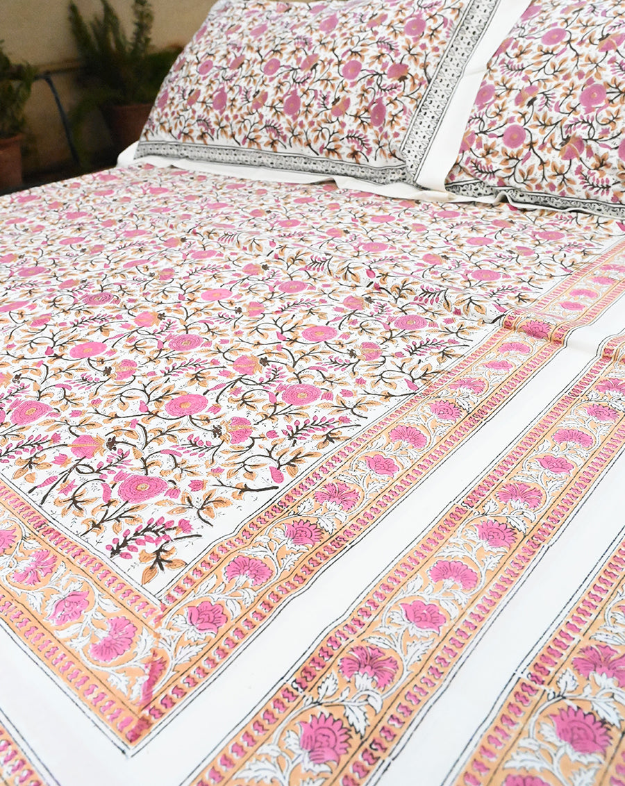 Mughal Gulabi Jaal Cotton Bedsheet