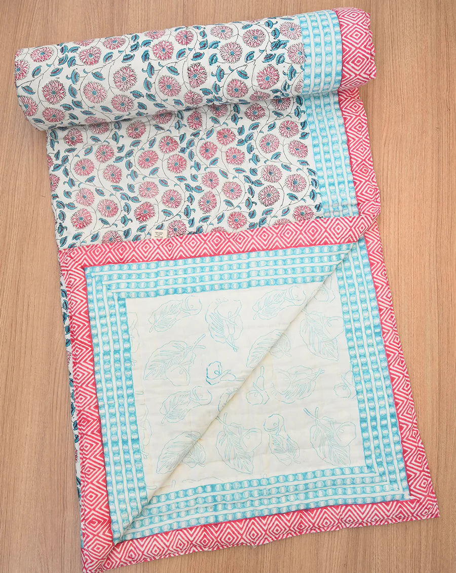 Gulzaar Hand Block Printed Cotton Quilt - Minor Defect K79
