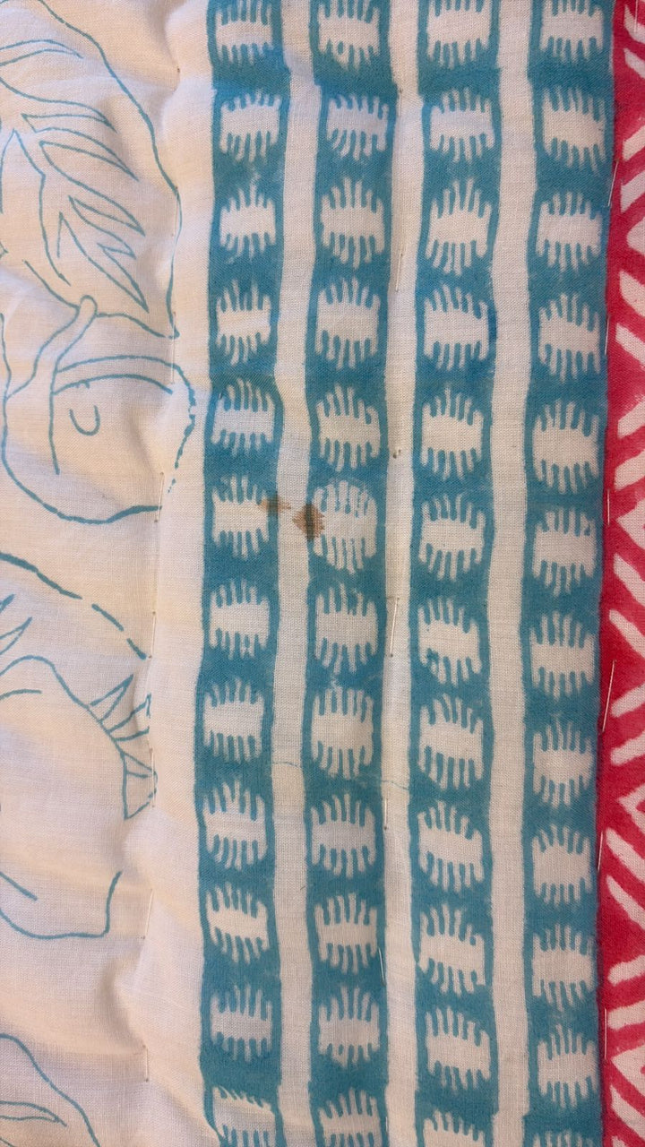 Gulzar Hand Block Printed Cotton Quilt - Minor Defect B22