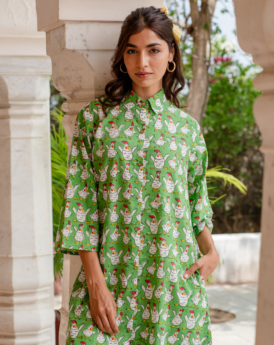 Kuk-Doo-koo Aye Line - Soft Cotton Shirt Dress