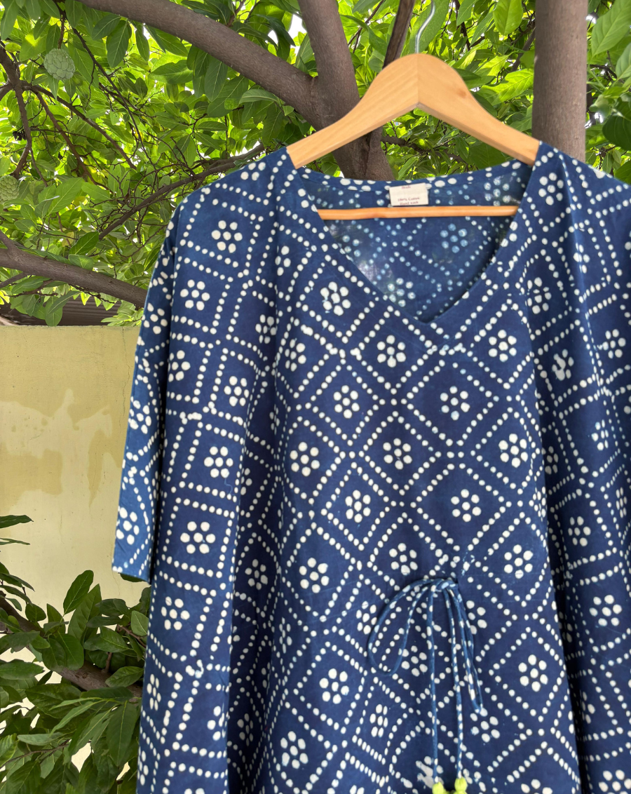 Neel Hand Block Printed Cotton Midi Kaftan