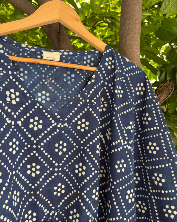 Neel Hand Block Printed Cotton Midi Kaftan