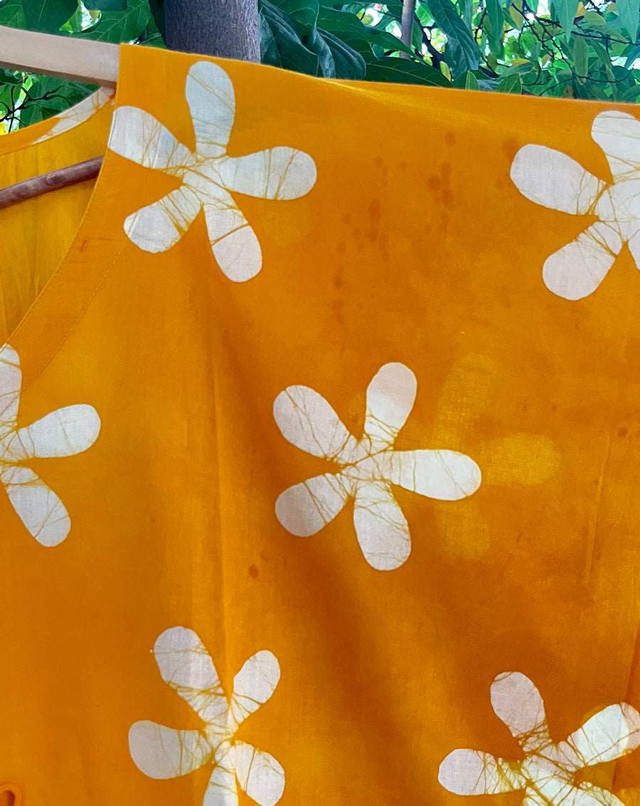 Peela Batik Hand Block Printed Cotton Kaftan - Full Length