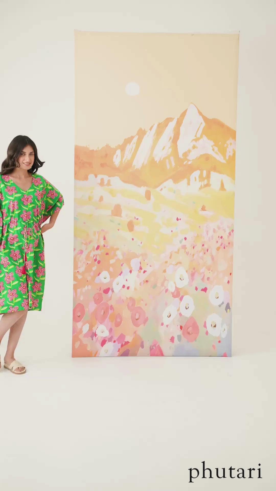 Poppy Hand Block Printed Cotton Midi Kaftan