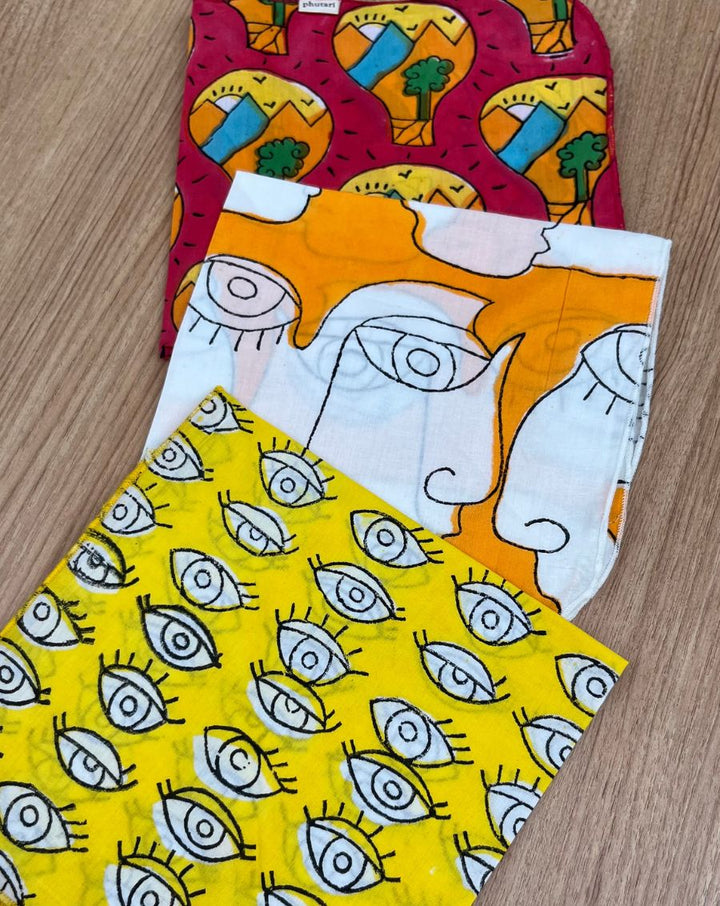 Daydream- Set of 3 Cotton Mulmul Handkerchief