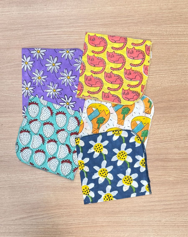 Paradise in your Pocket- Set of 5 Cotton Mulmul Handkerchief