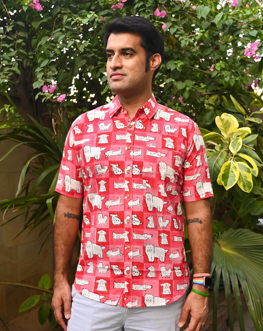 Woof Cotton Men's Half Sleeves Shirt