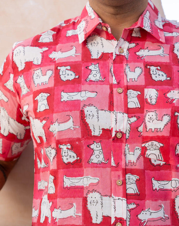 Woof Cotton Men's Half Sleeves Shirt