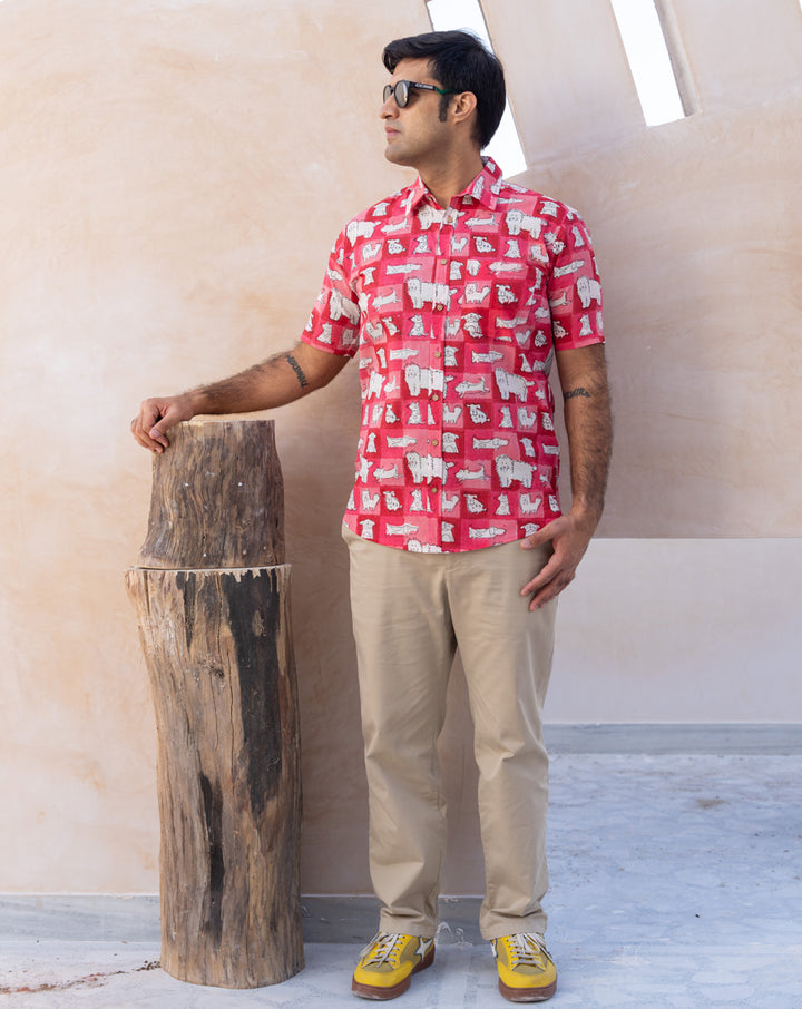 Woof Cotton Men's Half Sleeves Shirt