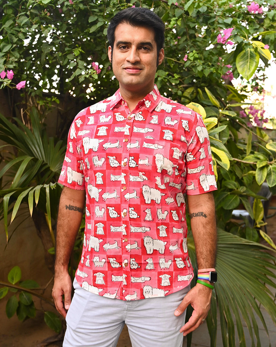 Woof Cotton Men's Half Sleeves Shirt
