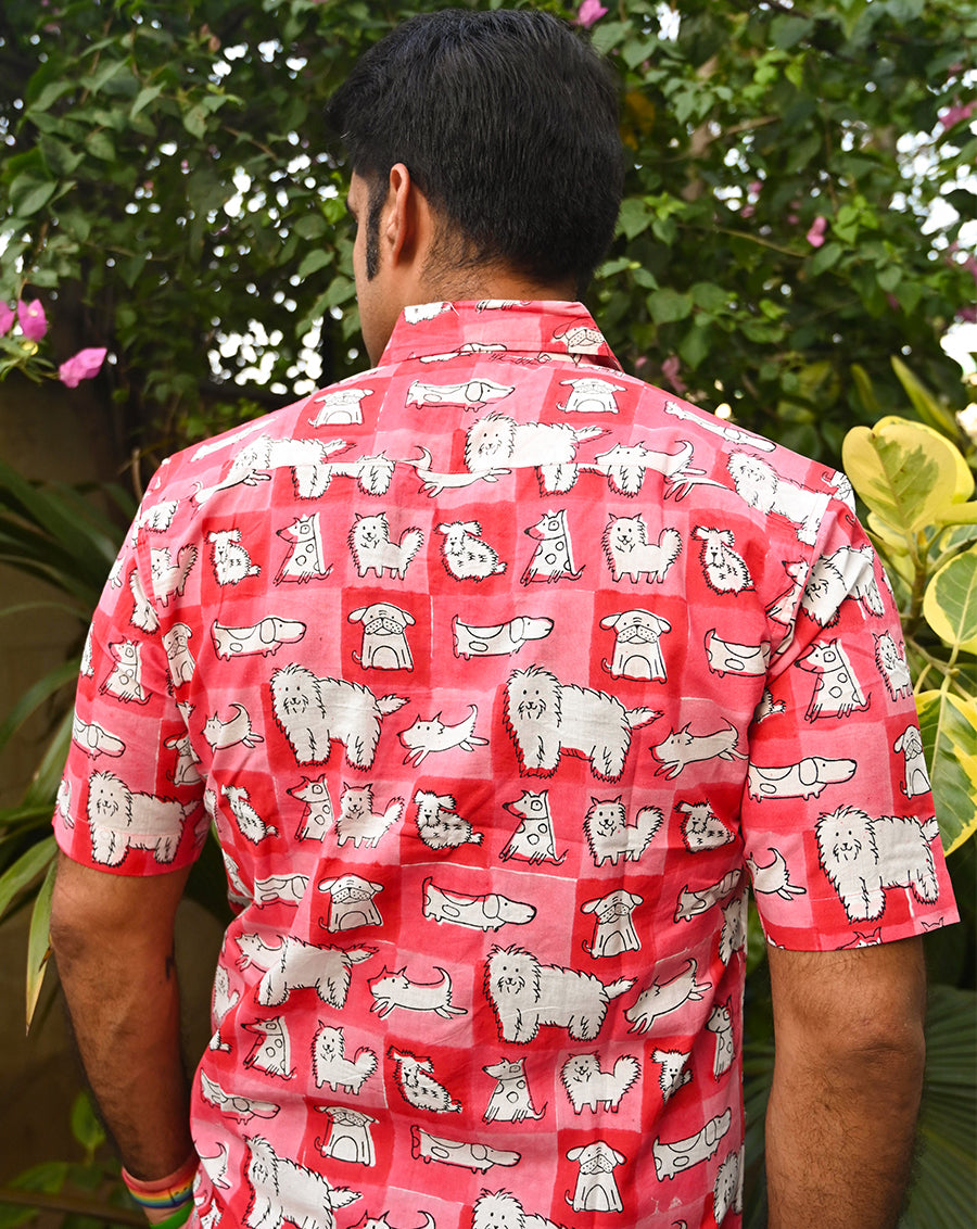 Woof Cotton Men's Half Sleeves Shirt