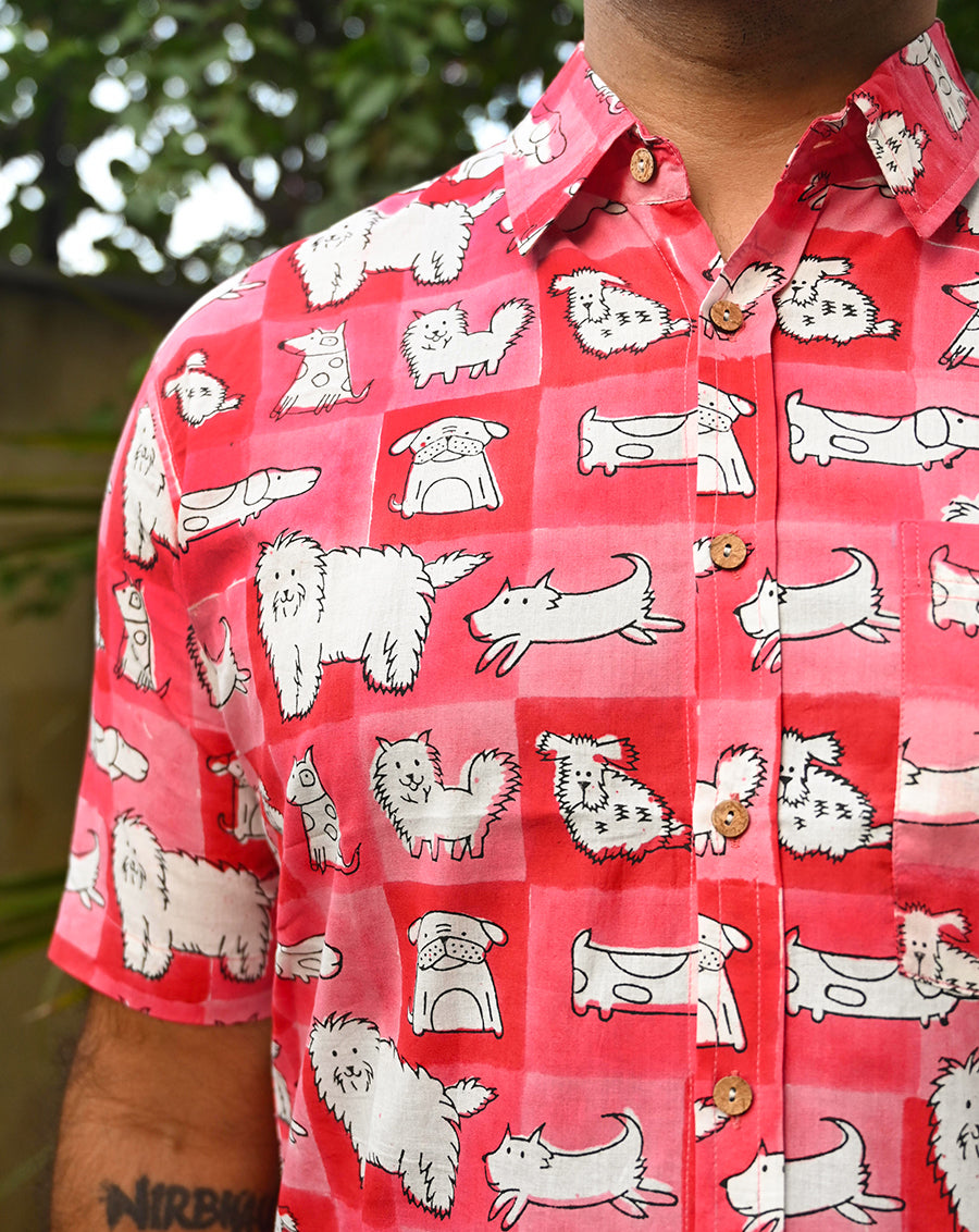 Woof Cotton Men's Half Sleeves Shirt