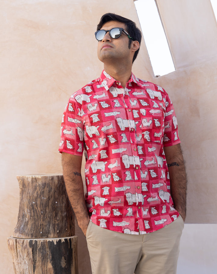 Woof Cotton Men's Half Sleeves Shirt