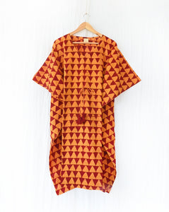 Magma Batik Hand Block Printed Cotton Kaftan - Midi Length