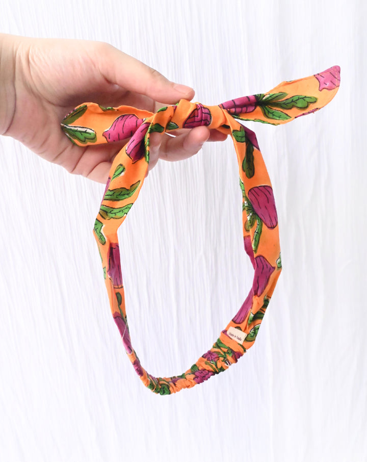 Beet-the-Root Narangi Handcrafted Cotton Bow Hairband