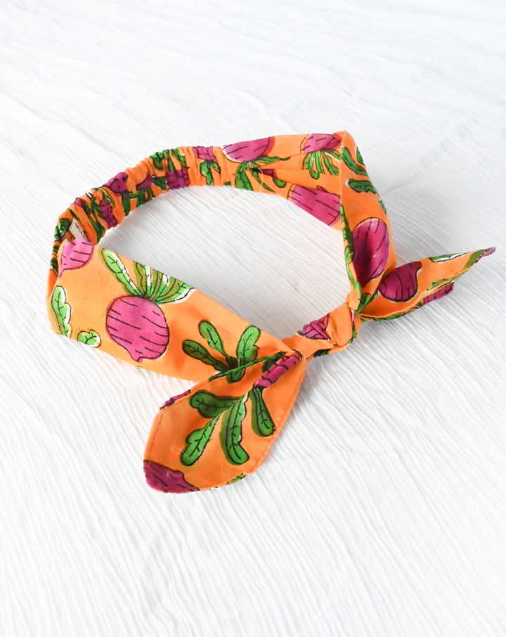 Beet-the-Root Narangi Handcrafted Cotton Bow Hairband