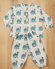 Load image into Gallery viewer, Camel March Blue Cotton Kurta Pyjama Set for Kids
