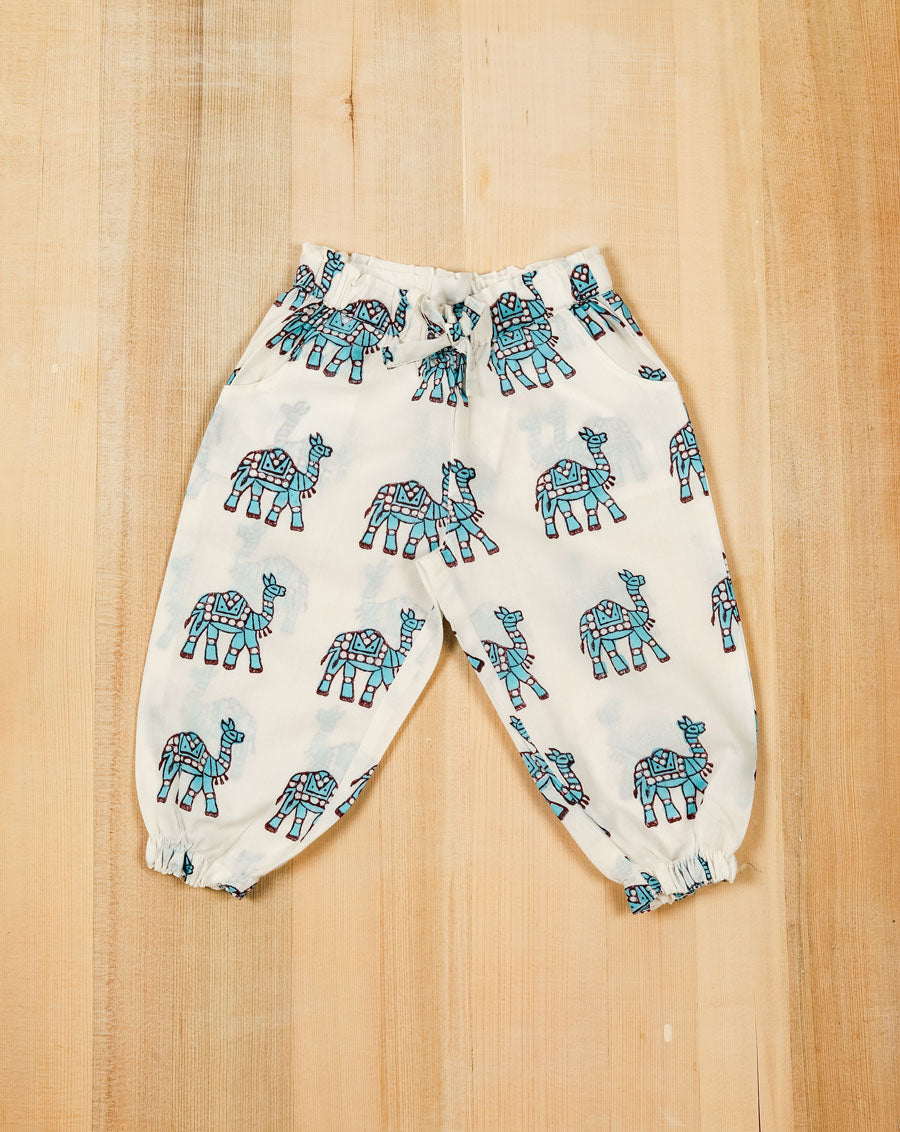 Camel March Blue Cotton Kurta Pyjama Set for Kids