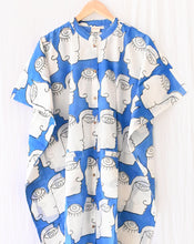 Load image into Gallery viewer, Chehre Hand Block Printed Cotton Midi Kaftan Shirt
