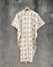 Load image into Gallery viewer, Marching Camel Hand Block Printed Cotton Midi Kaftan Shirt
