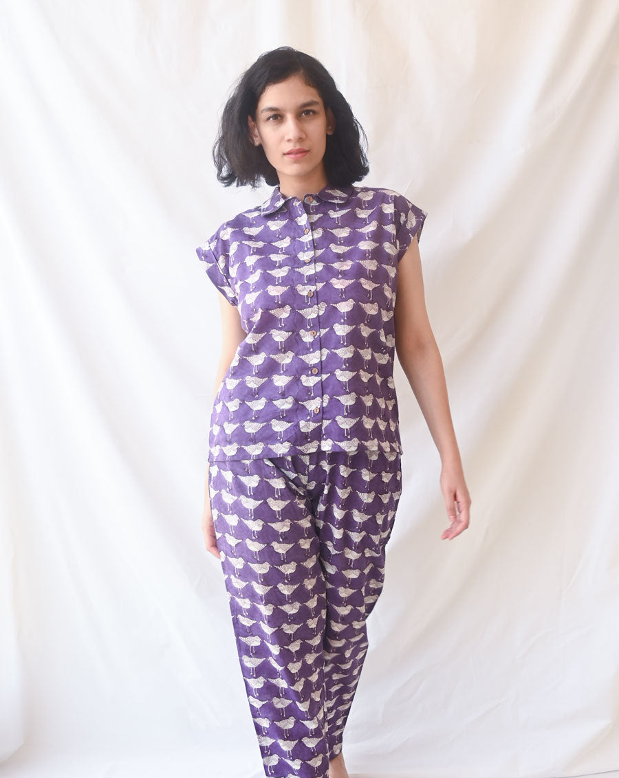 Chirping Birdies Chill Jams - Soft Cotton Shirt & Pyjama Set
