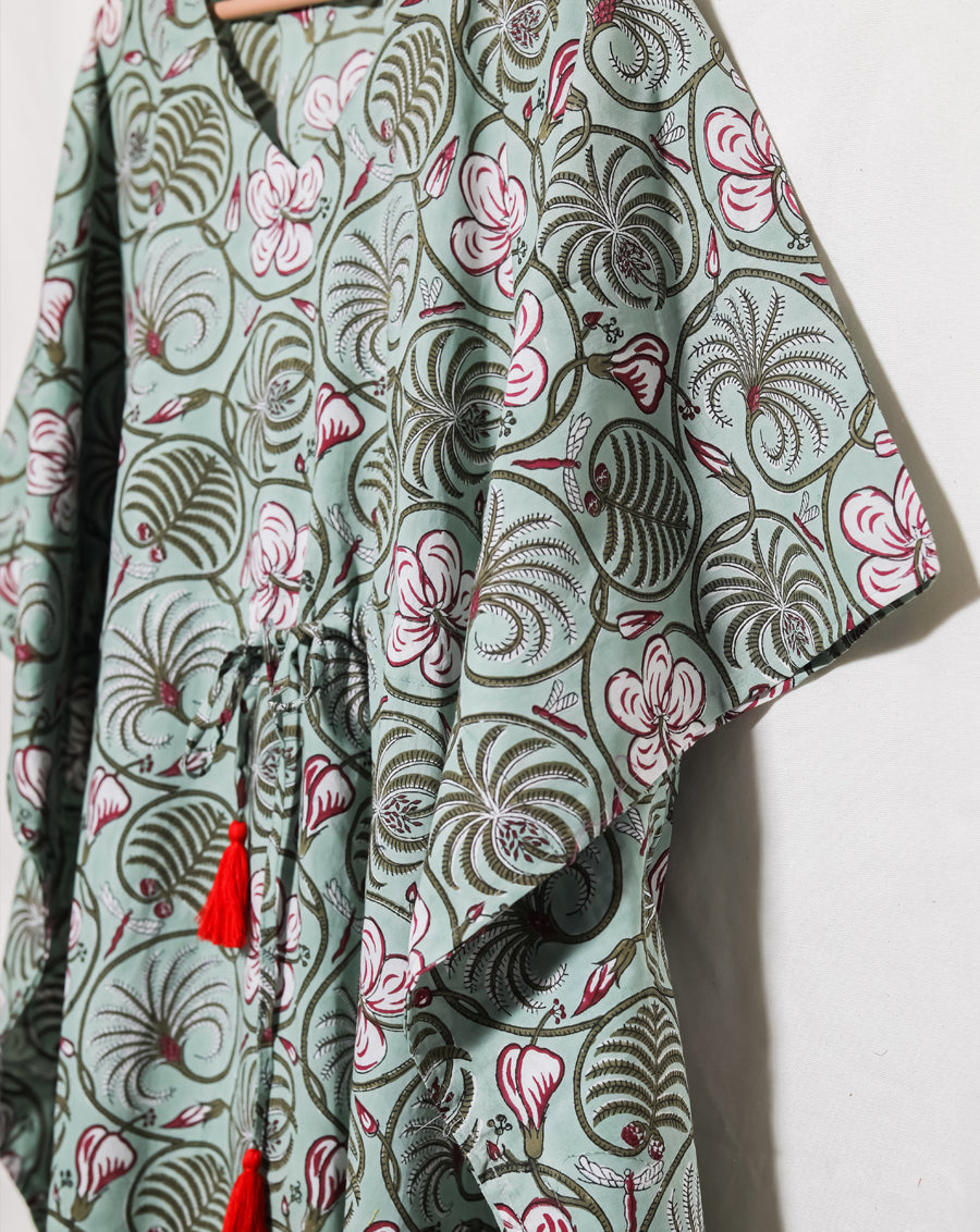 Dhoosar Bagh Hand Block Printed Cotton Midi Kaftan