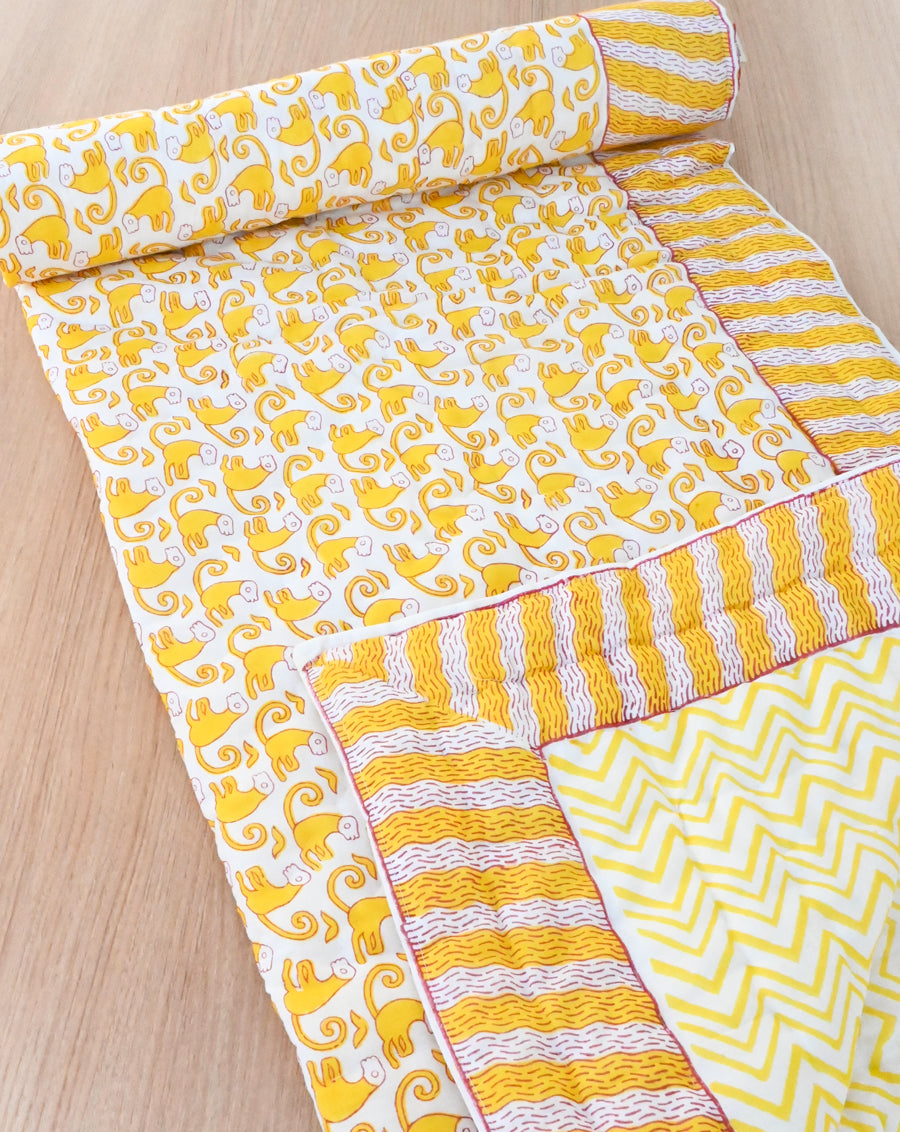 Funky Monkey GOTS Certified Organic Cotton Quilt for Babies/Kids
