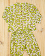Load image into Gallery viewer, Funky Monkey Green Cotton Kurta Pyjama Set for Kids
