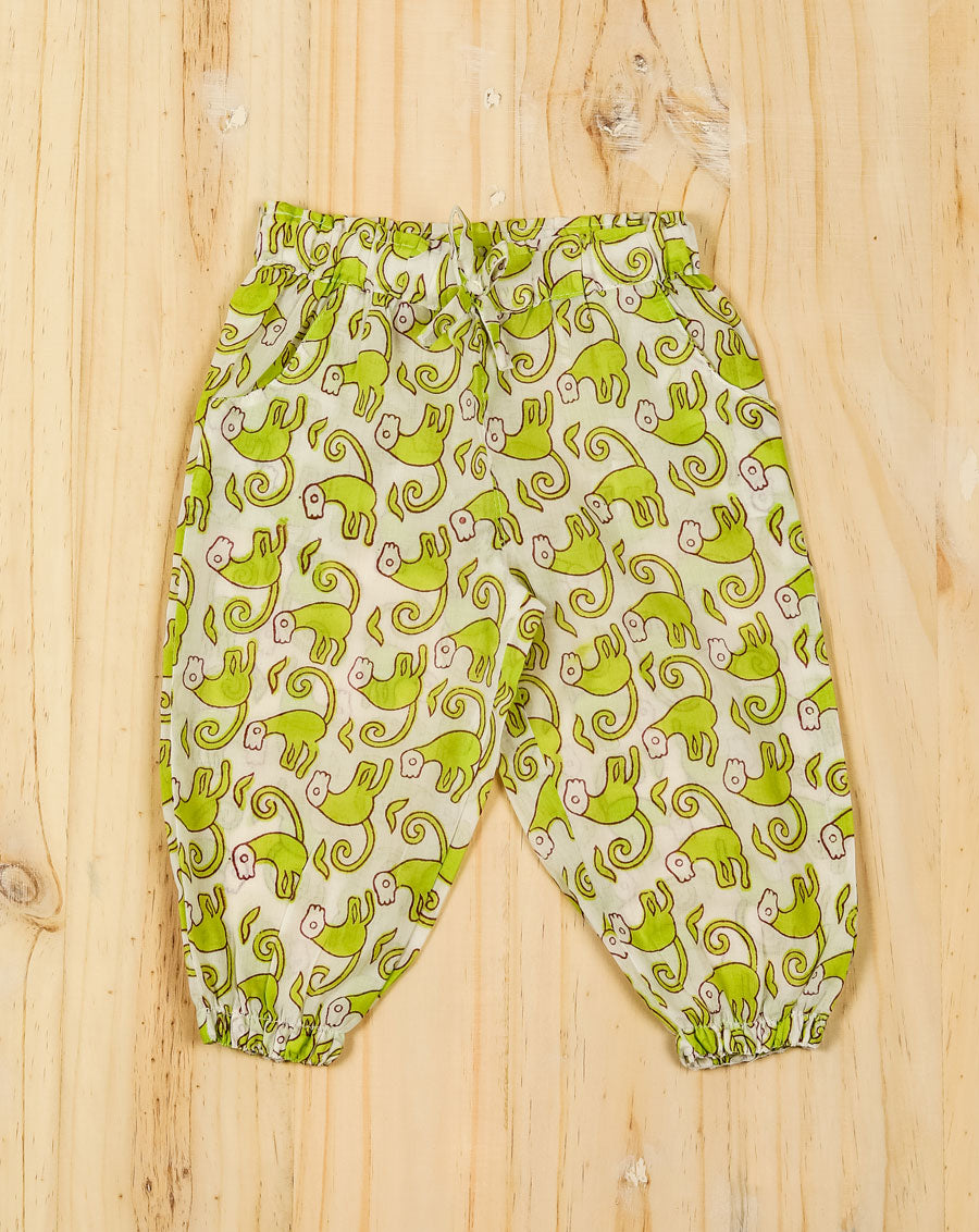 Funky Monkey Green Cotton Pyjama for Kids