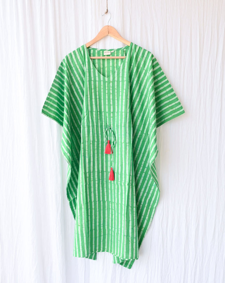 Hari Dhaari Hand Block Printed Cotton Midi Kaftan
