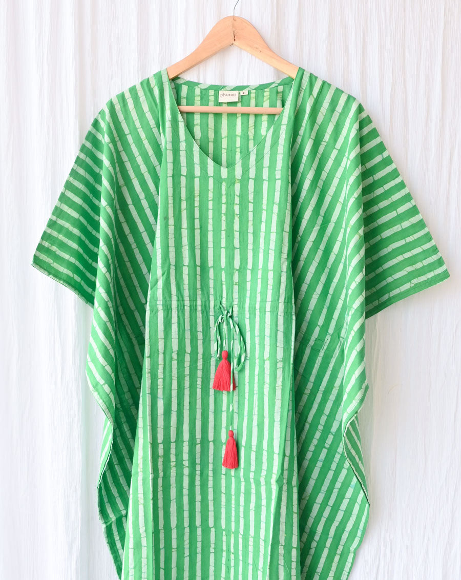 Hari Dhaari Hand Block Printed Cotton Midi Kaftan