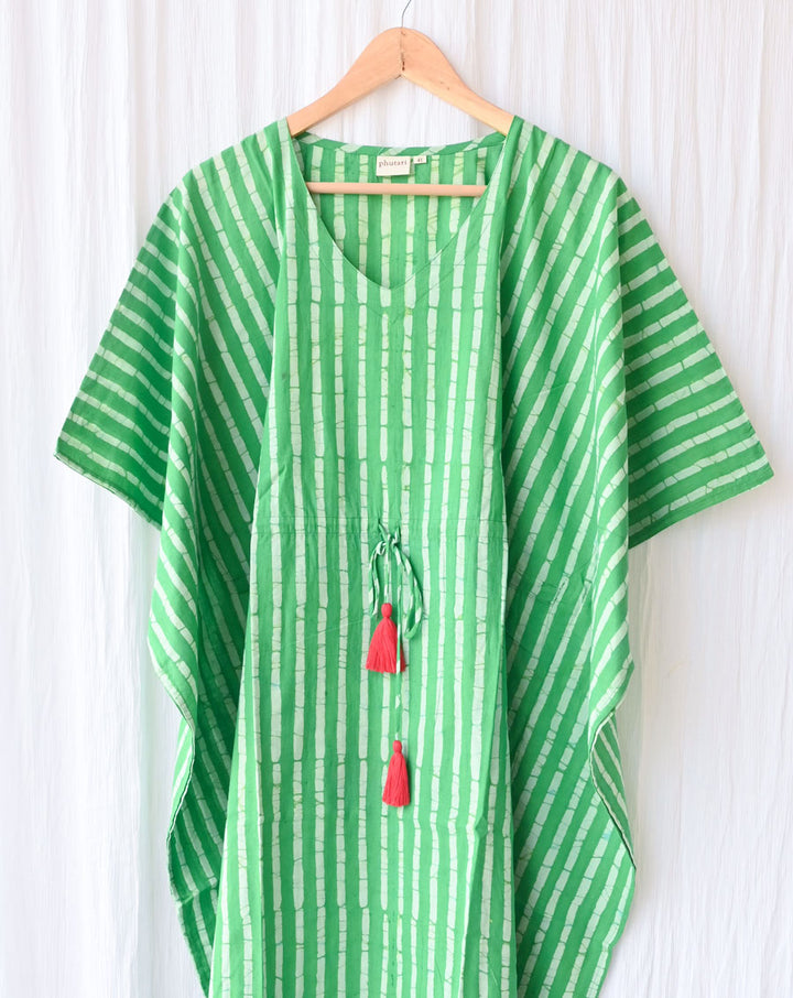 Hari Dhaari Hand Block Printed Cotton Midi Kaftan