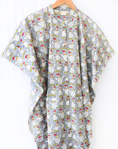 Kuk-Doo-Koo Hand Block Printed Cotton Midi Kaftan Shirt
