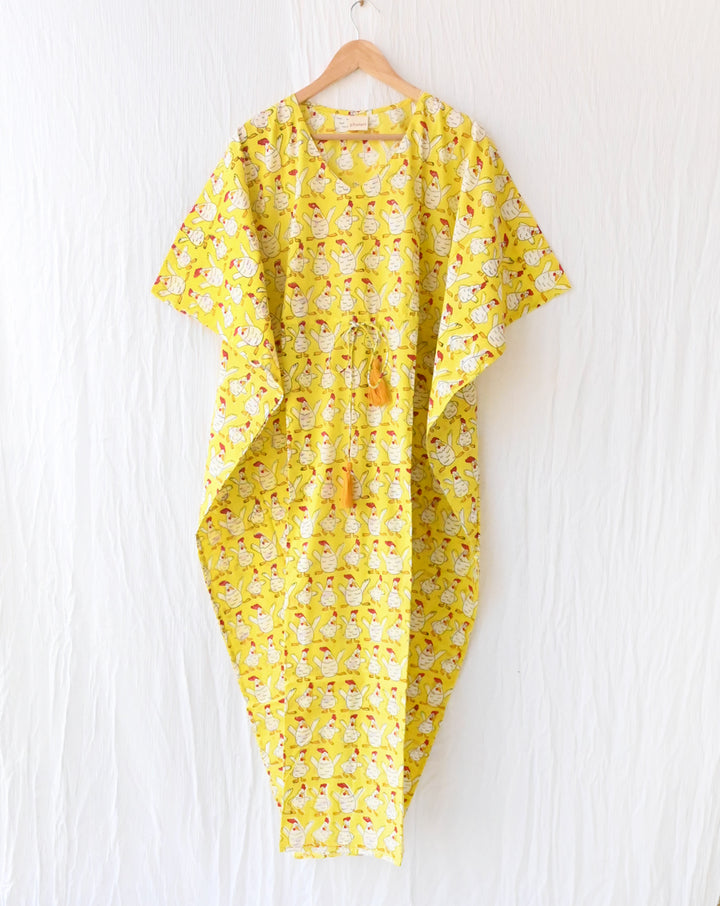 Kuk-Doo-Koo 2.0 Hand Block Printed Cotton Kaftan - Full Length