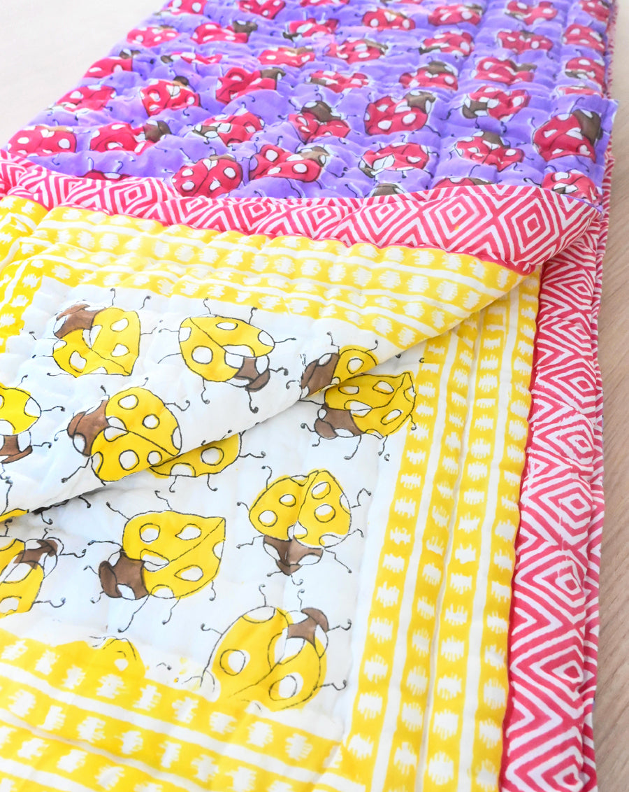 LoveBug GOTS Certified Organic Cotton Quilt for Babies/Kids