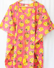 Load image into Gallery viewer, LoveBug Pink Hand Block Printed Cotton Midi Kaftan
