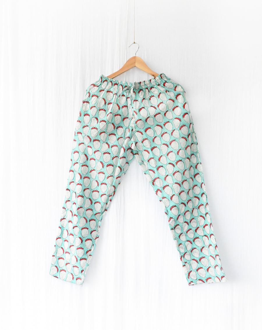 Mint Strawberry Soft Cotton Pyjama (Available in L size only)