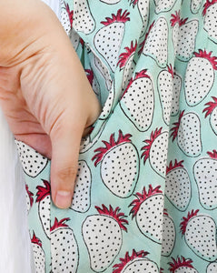 Mint Strawberry Senorita - Soft Cotton Kaftan Dress