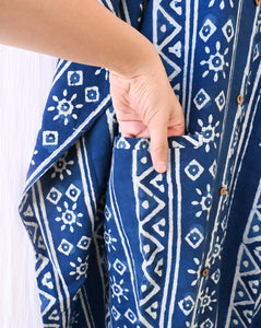 Neel Bhoo Hand Block Printed Cotton Kaftan Shirt - Full Length