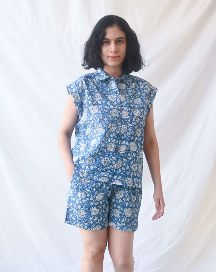 Neel Kamal Shortees - Soft cotton shirt & shorts loungewear set