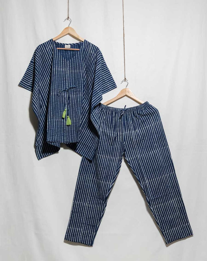 Neel Dhaari Chill Jams Cotton Co-ord Set - (Natural Indigo)