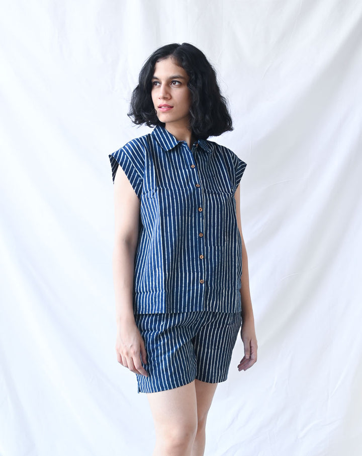 Neel Dhaari Shortees - Soft cotton shirt & shorts loungewear set
