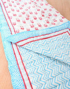 Transistor Owl Hand Block Printed Cotton Quilt