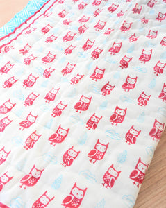 Transistor Owl Hand Block Printed Cotton Quilt