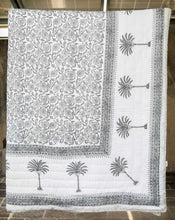 Load image into Gallery viewer, Palm Tree Hand Block Printed Cotton Quilt

