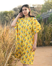 Load image into Gallery viewer, Paradise Hand Block Printed Cotton Midi Kaftan Shirt
