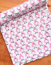Load image into Gallery viewer, Pink Penguin GOTS Certified Organic Cotton Swaddle
