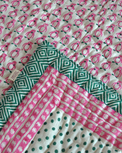 Pink Penguin Polka GOTS Certified Organic Cotton Quilt for Babies/Kids